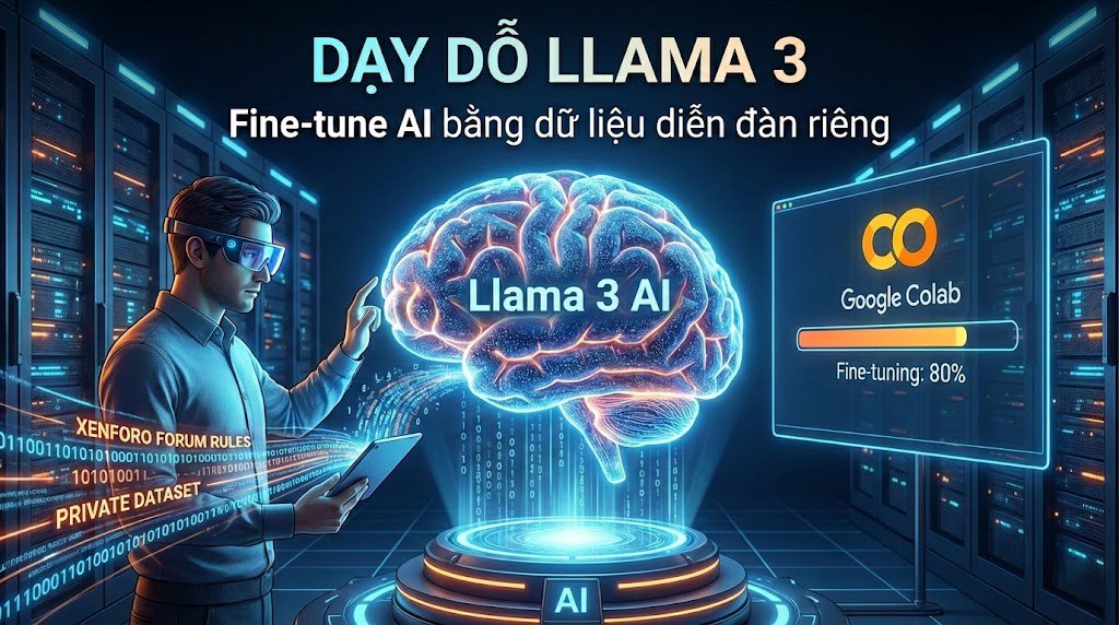 Bonus Chapter Dạy dỗ Llama 3 Fine-tune AI bằng dữ liệu diễn đàn riêng (Dùng Google Colab).jpg